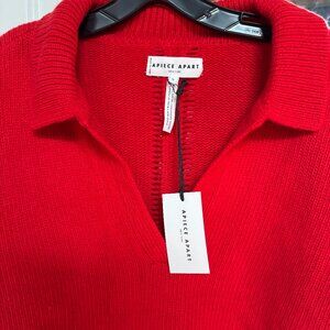 NWT Apiece Apart Split Neck Henley Sweater, Chili Red